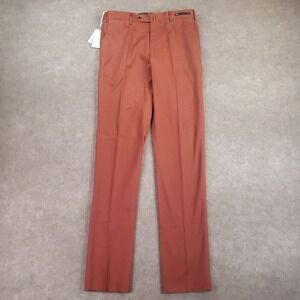 PT01 Pants Slacks Mens Size 34x Unhemmed Burnt Orange Slim Fit Flat‎ Front